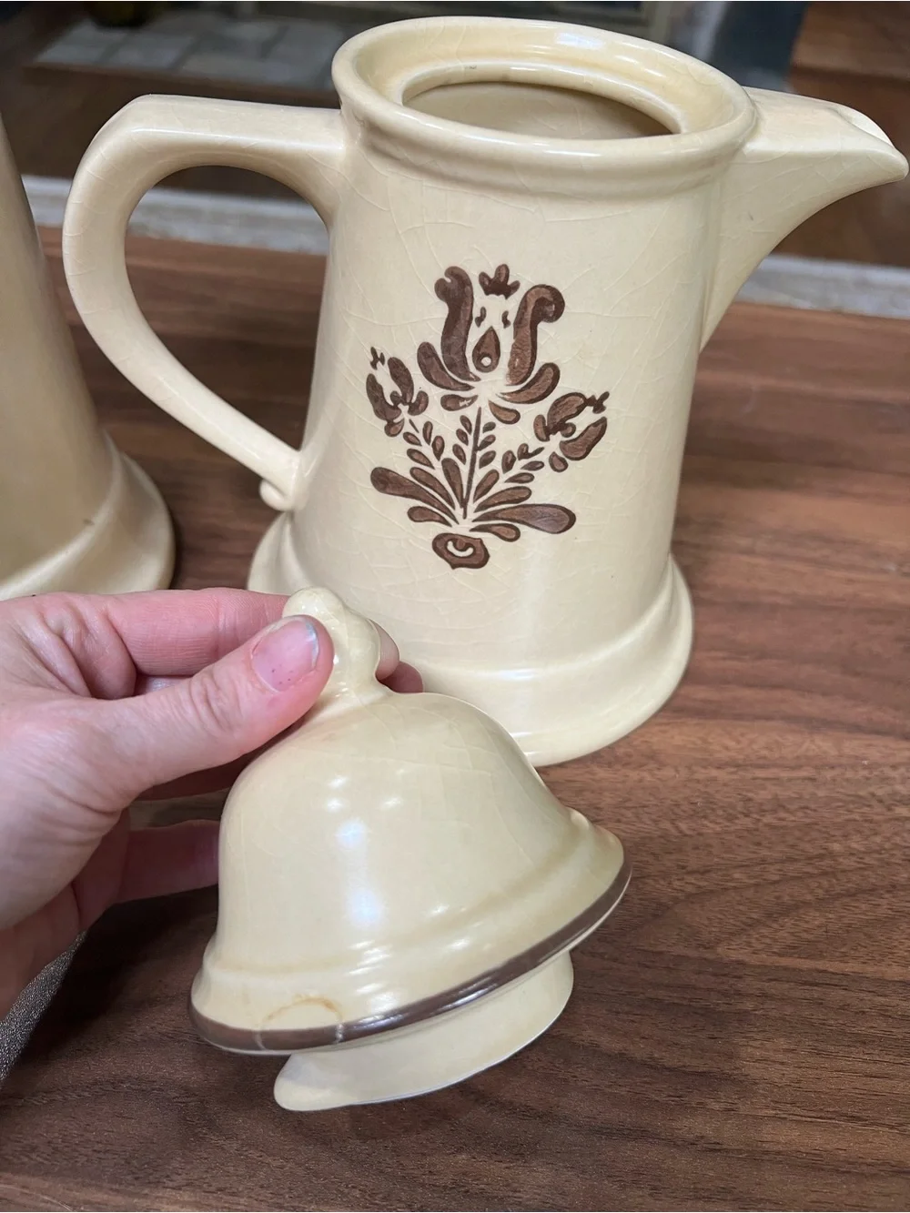 Vintage Pfaltzgraff Village stoneware coffee and tea pots with lids